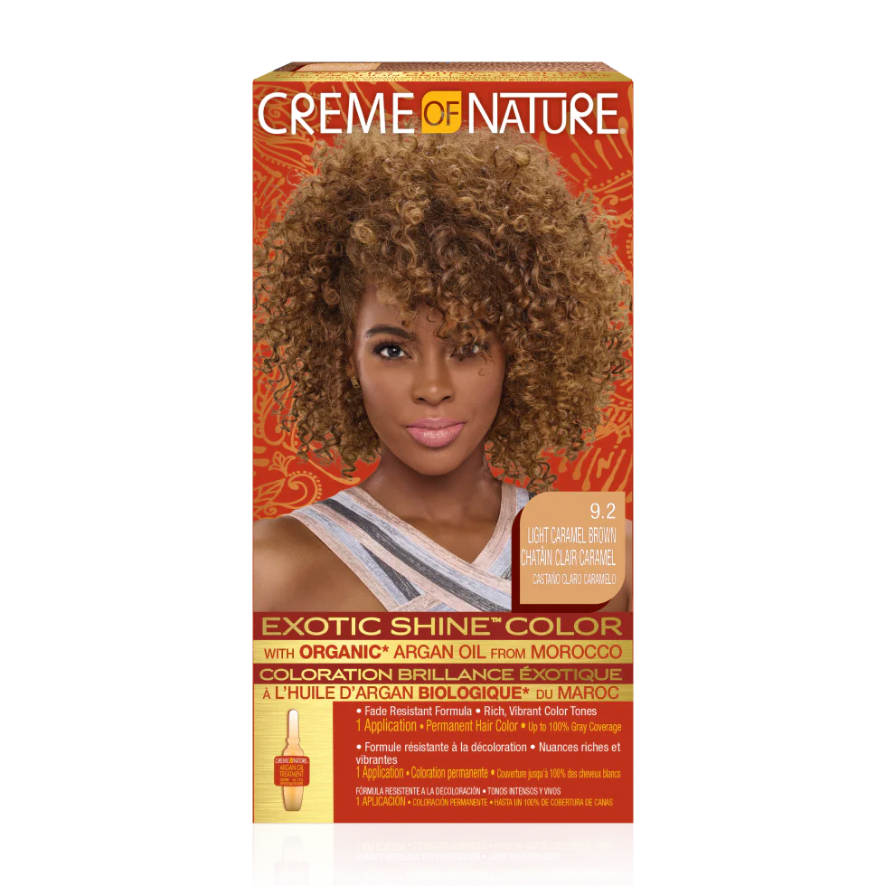 CREME OF NATURE HAIR DYE EXOTIC SHINE COLOR #9.2 LT CARMEL BROWN