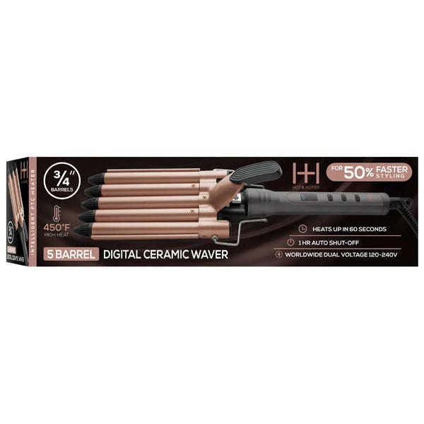 HOT & HOTTER 5 BARREL DIGITAL CERAMIC WAVER 3/4"