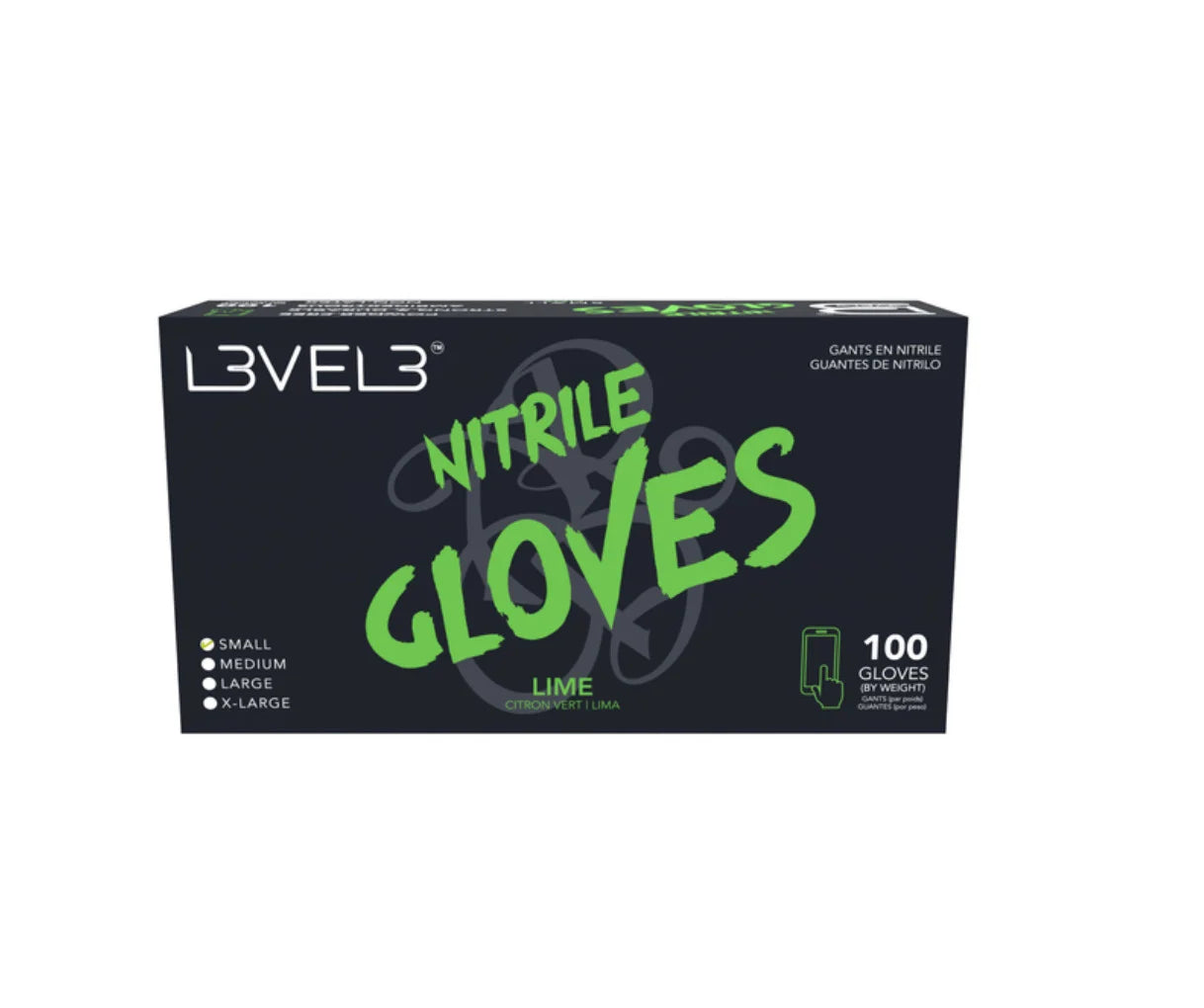 L3VEL 3 NITRILE GLOVES EXTRA LARGE 100ct #LIME