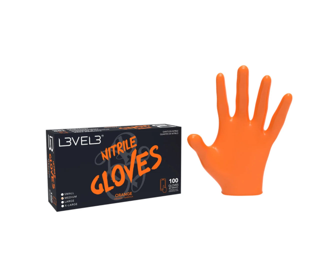 L3VEL 3 NITRILE GLOVES MEDIUM 100ct #ORANGE