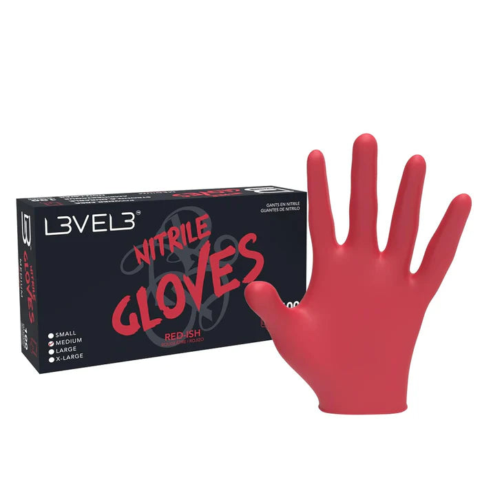 L3VEL 3 NITRILE GLOVES LARGE 100ct #RED-ISH