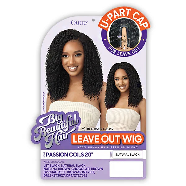 OUTRE BIG BEAUTIFUL HAIR LEAVE OUT WIG PASSION COILS 20" #DR1B/2T3027