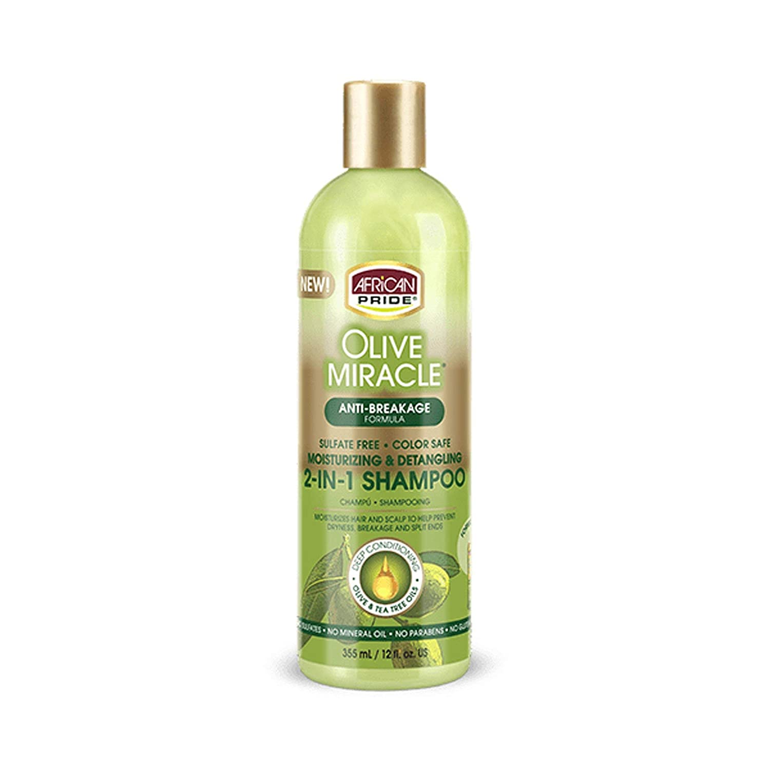 AFRICAN PRIDE OLIVE MIRACLE 2-IN-1 SHAMPOO 12oz-African Pride- Hive Beauty Supply