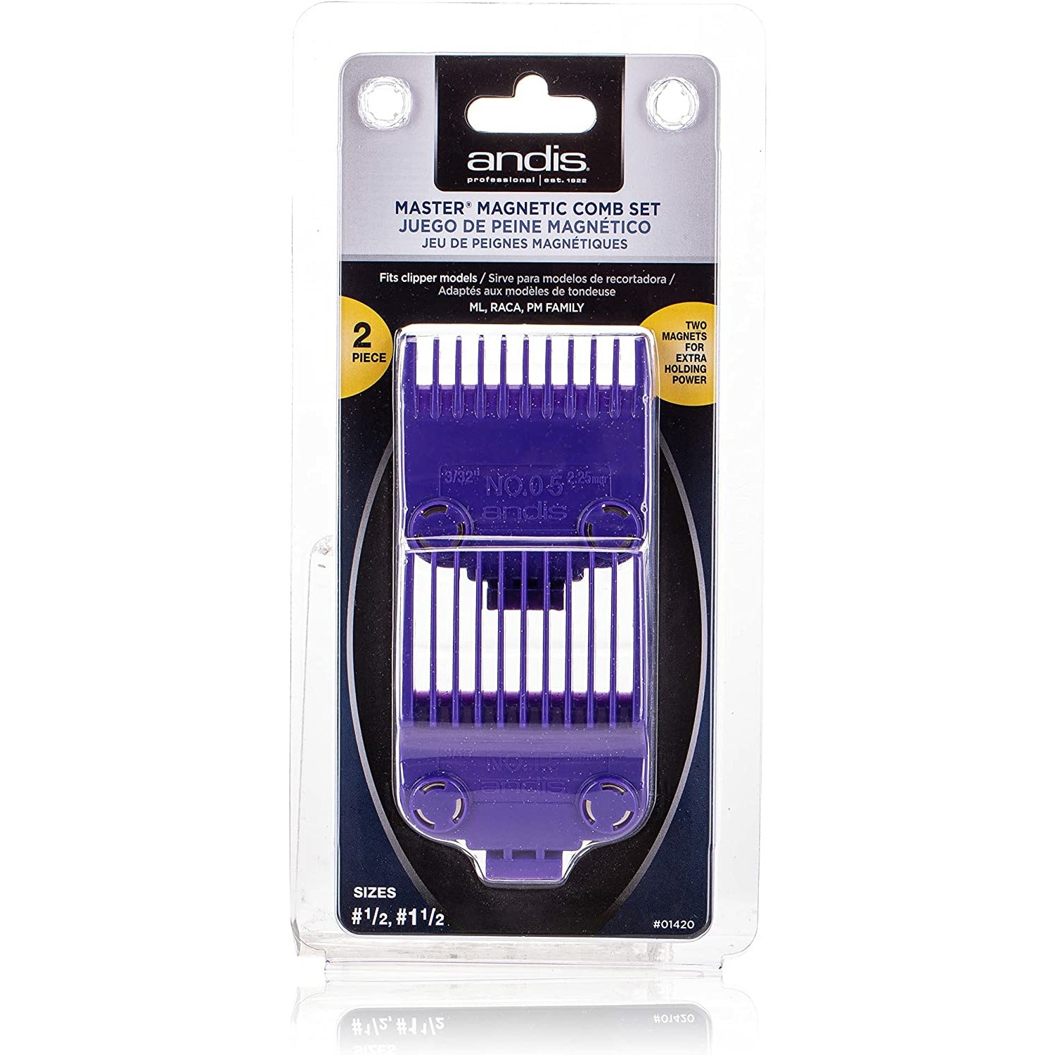 ANDIS MASTER MAGNETIC COMB SET 2PC SIZE #.50 , #1.5-Andis- Hive Beauty Supply
