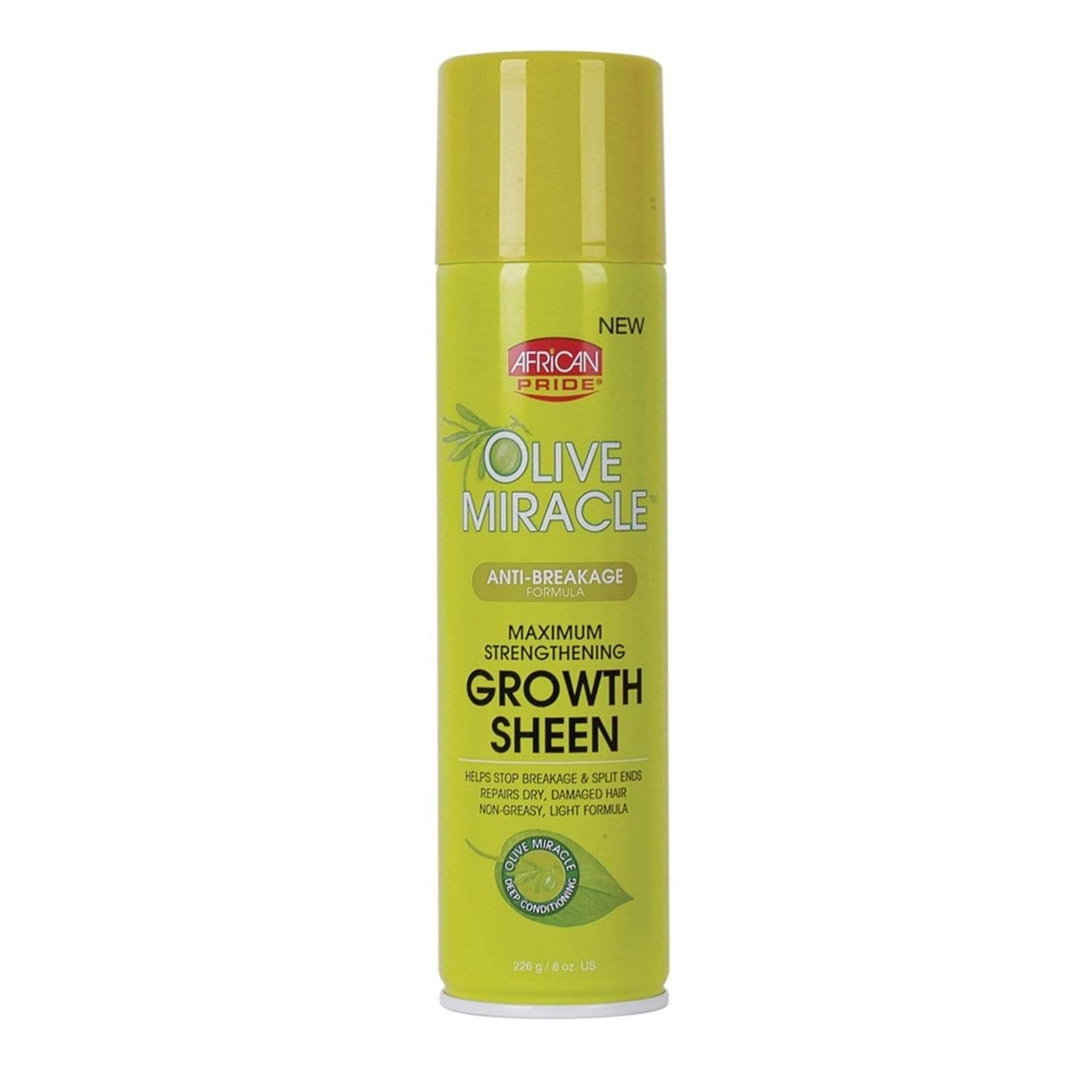 AFRICAN PRIDE OLIVE MIRACLE GROWTH SHEEN 8oz-African Pride- Hive Beauty Supply