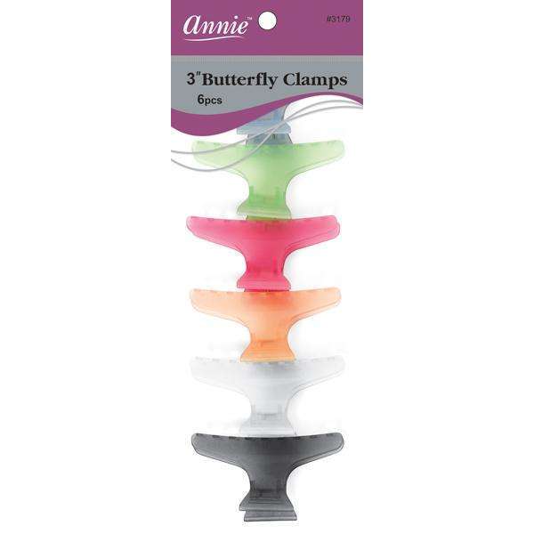 ANNIE BUTTERFLY CLAMPS 3" 6CT ASST-Annie- Hive Beauty Supply