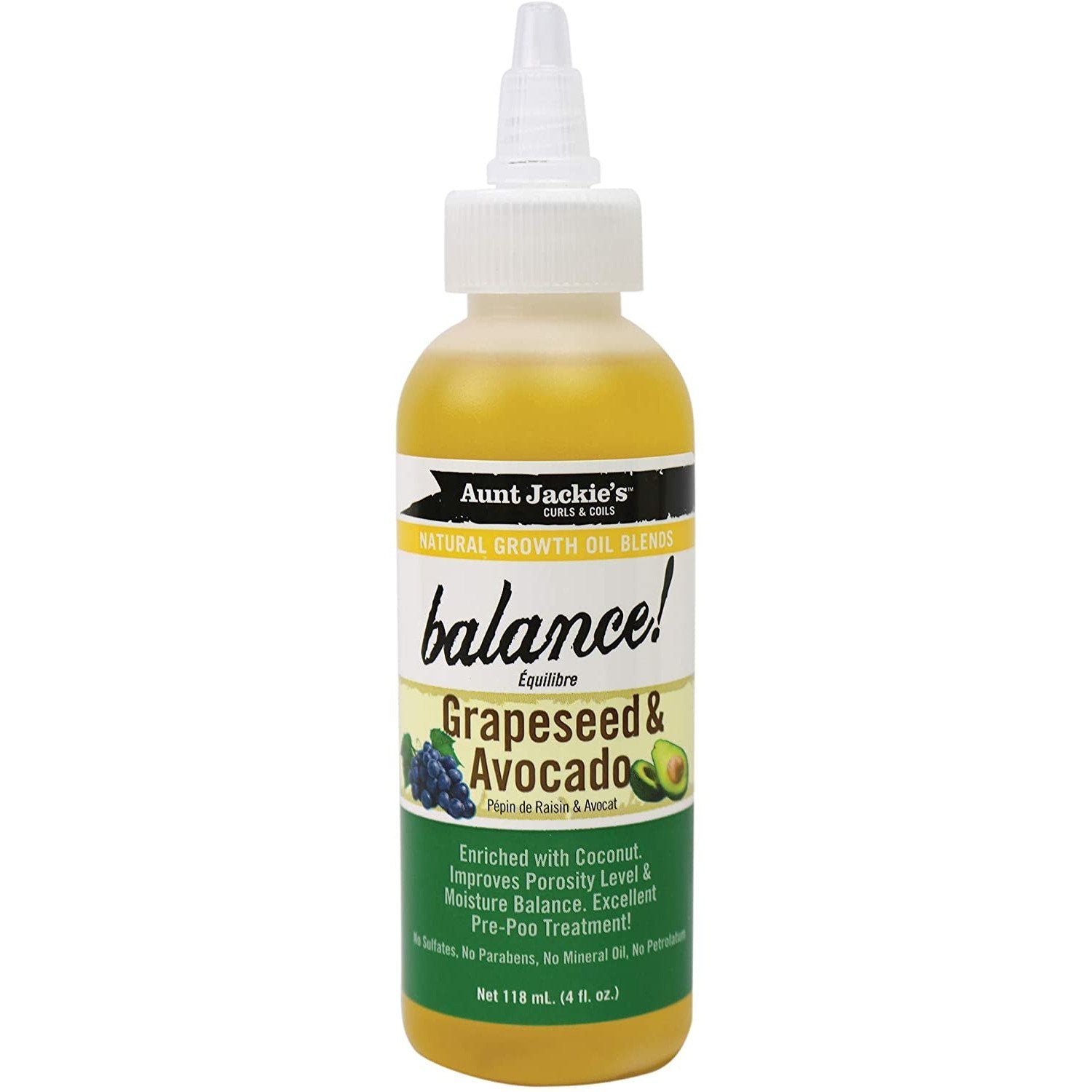 AUNT JACKIE'S BALANCE GRAPESEED & AVOCADO OIL 4 oz-Aunt Jackie's- Hive Beauty Supply