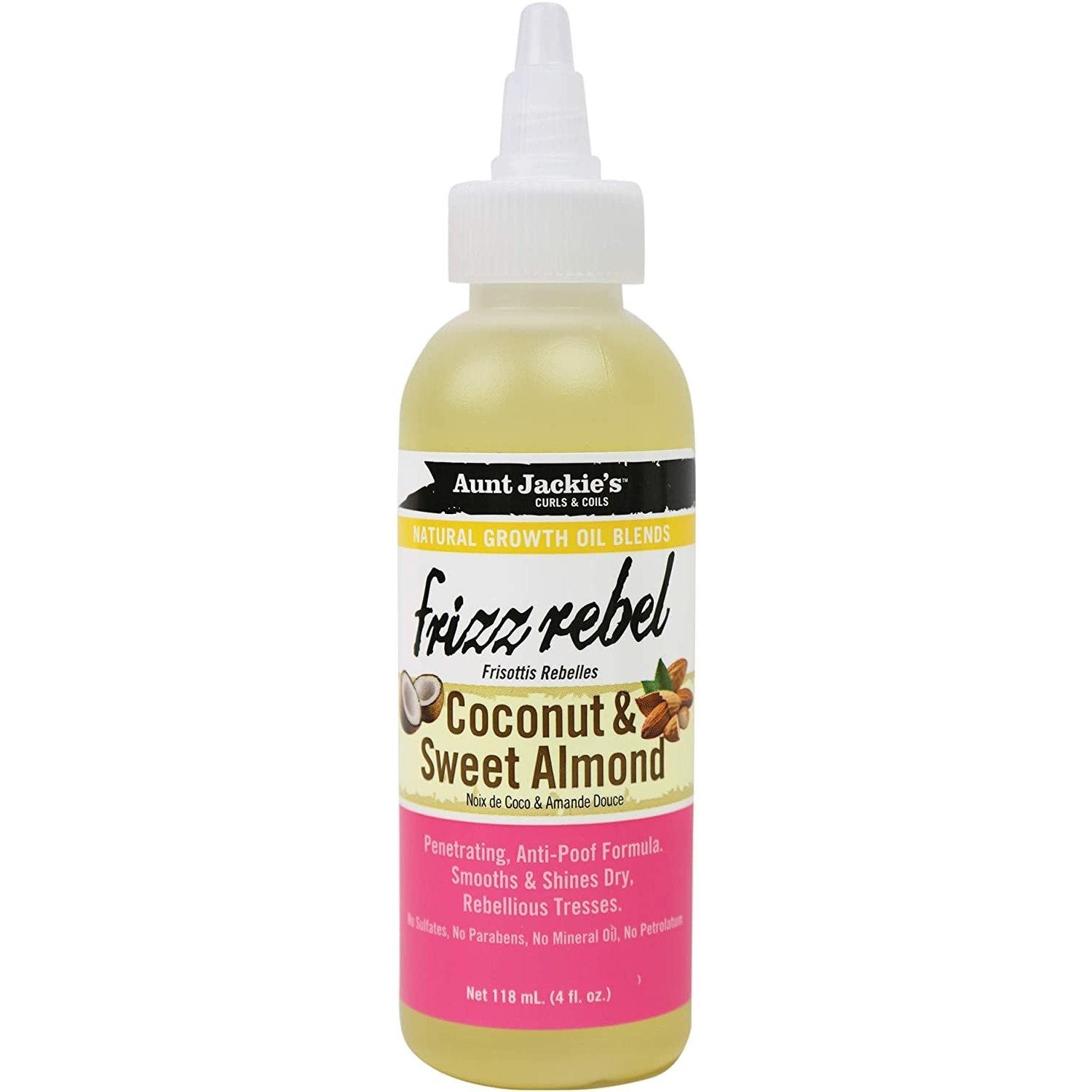 AUNT JACKIE'S FRIZZ REBEL COCONUT SWEET ALMOND OIL 4oz- Hive Beauty Supply- Hive Beauty Supply