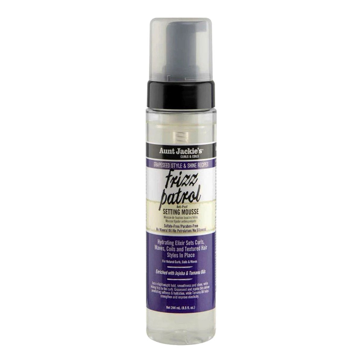 Aunt Jackie's Grapeseed Frizz Patrol Anti-Poof Setting Mousse 4oz-Aunt Jackie's- Hive Beauty Supply