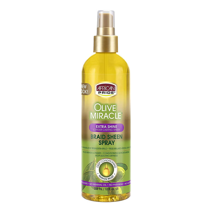 AFRICAN PRIDE OLIVE EXTRA SHINE BRAID SPRAY 12oz-African Pride- Hive Beauty Supply
