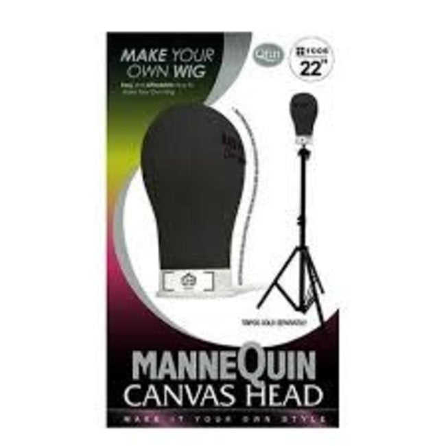 QFITT 22" MANNEQUIN CANVAS HEAD BLACK-Qfitt- Hive Beauty Supply