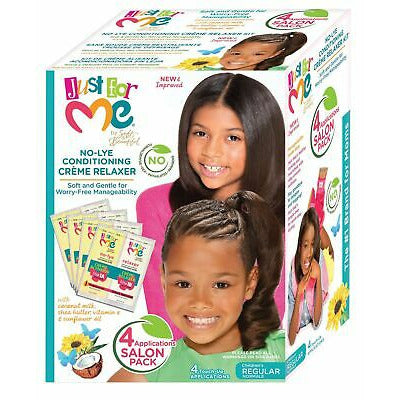JUST FOR ME NO-LYE CREME RELAXER REG TOUCH-UP 4 VALUE PACK-Just For Me- Hive Beauty Supply